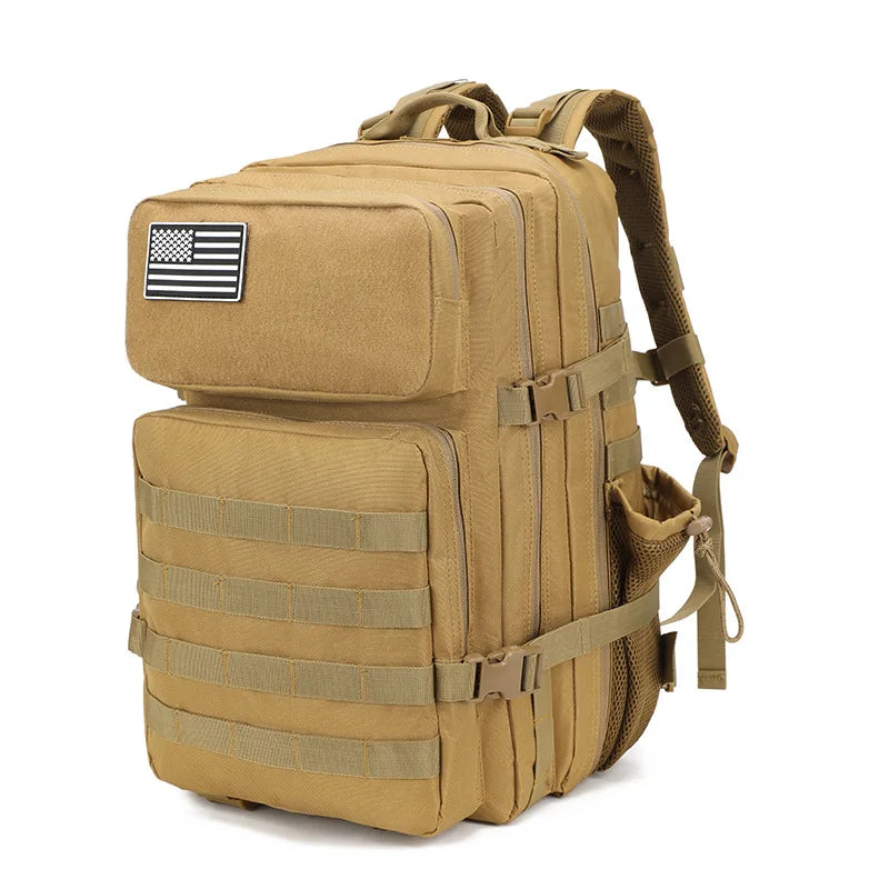 Mochila tactica beige caqui 45L con sistema MOLLE color arena desert outdoor