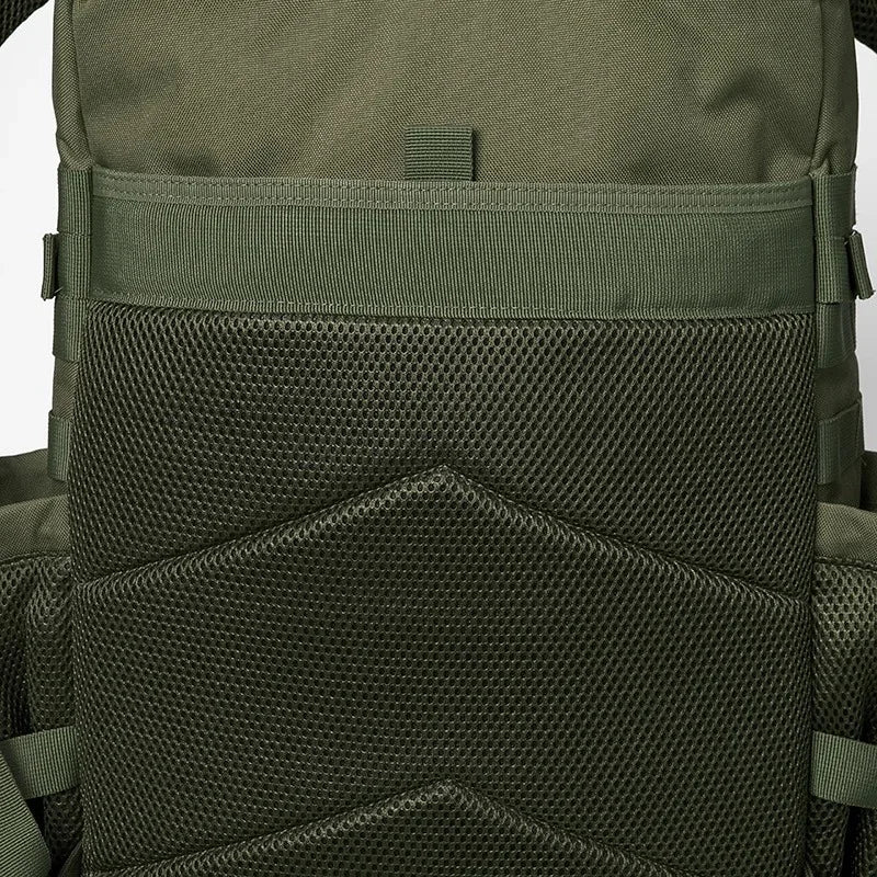 Mochila tactica verde 45L con gran compartimento frontal de malla para almacenaje rapido MOLLE